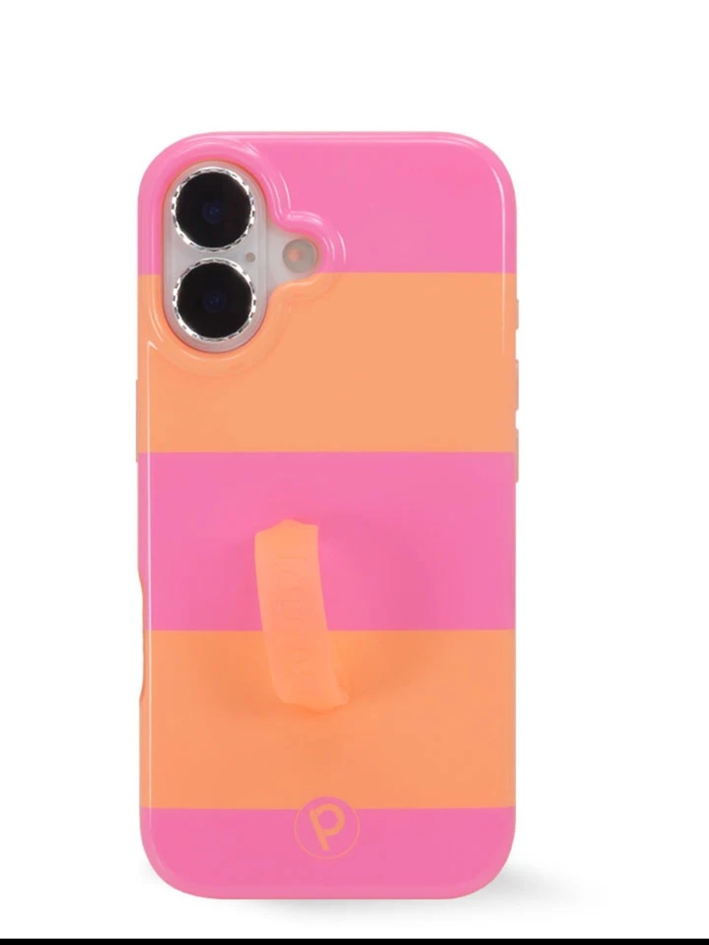 Loopy iphone 17 Pink & Peach Striped Phone Case with Grip